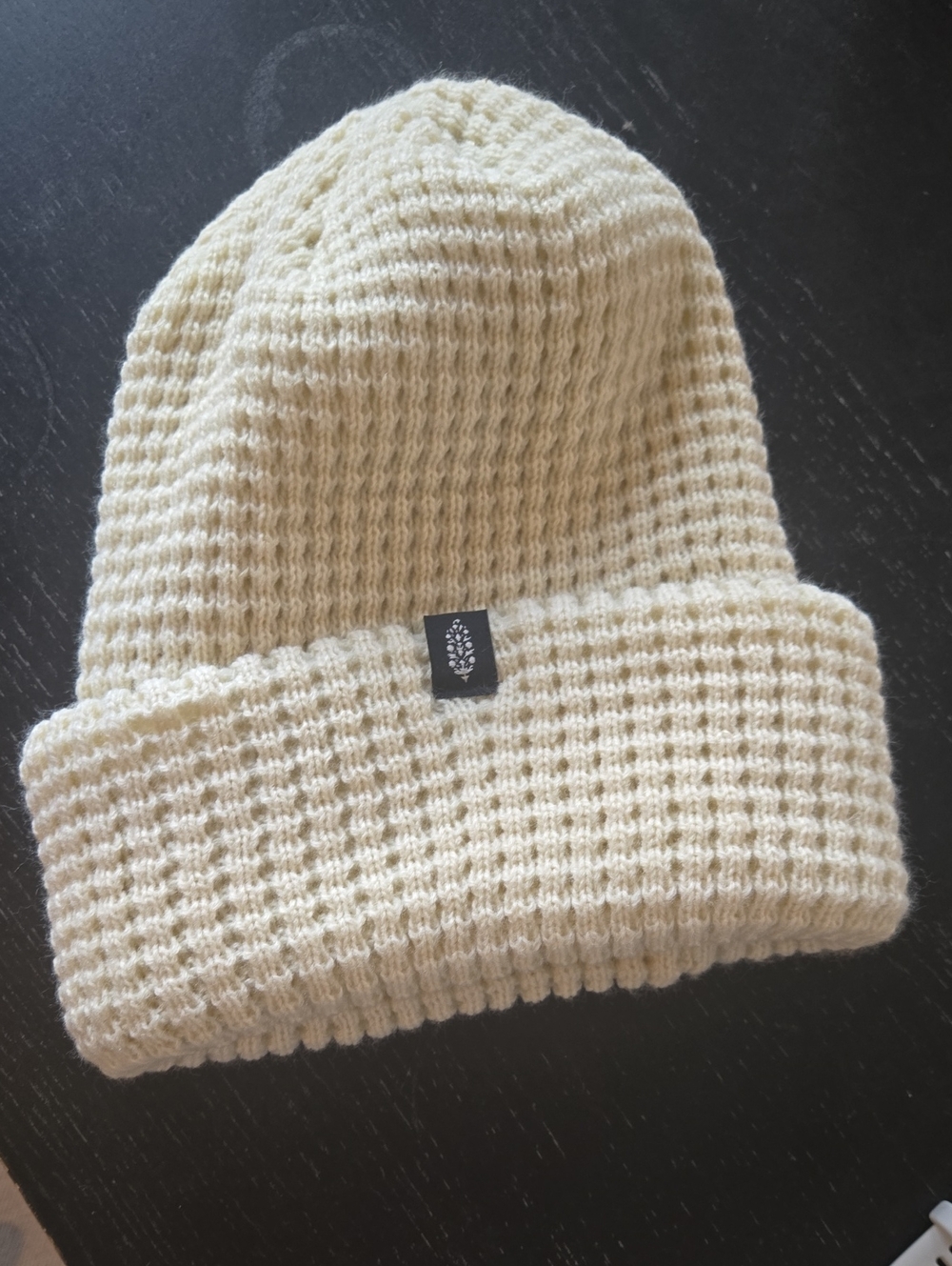 Free People Cream Knit Beanie Hat
